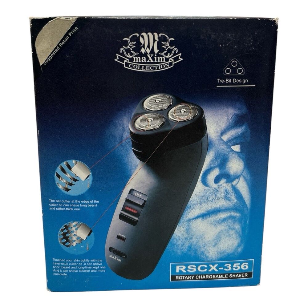 Maxim RSCX-356 3 Head Rotary Chargeable Electric Shaver Tested & Working